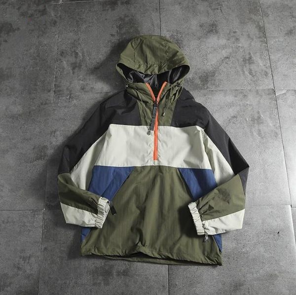 

mens womens jacket windbreaker zipper hoodies patchwork coat fashion casual outerwear street sports running jogger jackets, Black;brown