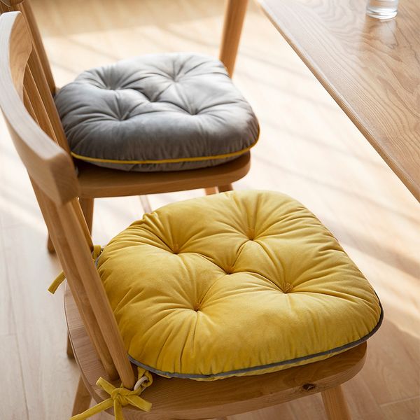 

comfortable relaxing golden velvet solid color thickening winter pp cotton pin cushion modern minimalist office chair cushion
