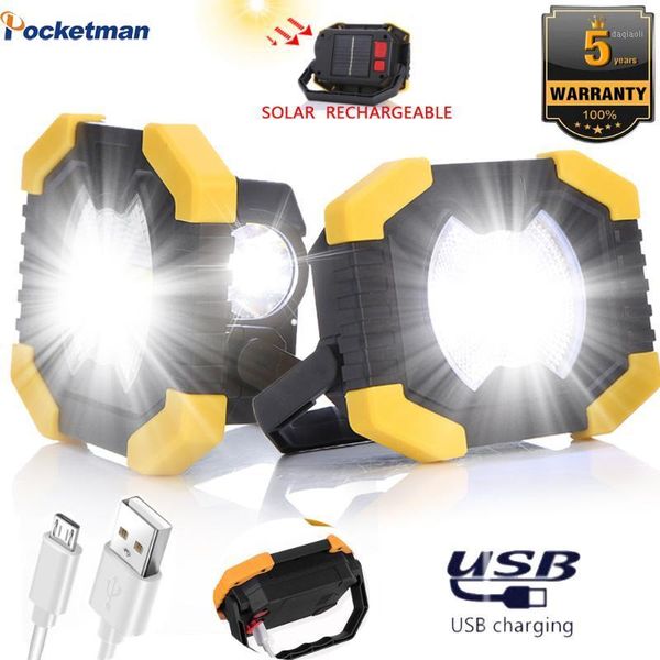 

100w solar energy spotlight work light 180 degrees adjustable portable cob lamp built-in battery usb rechargeable for camping1