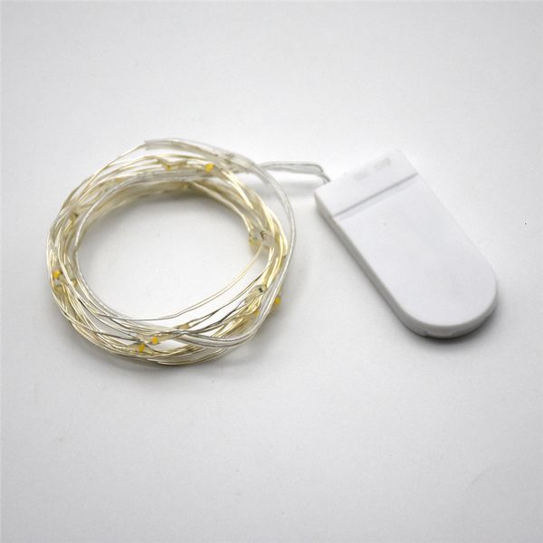

fairy led string wire light 1m 2m silver lights for garland home christmas wedding party decoration powered by cr2032 ba