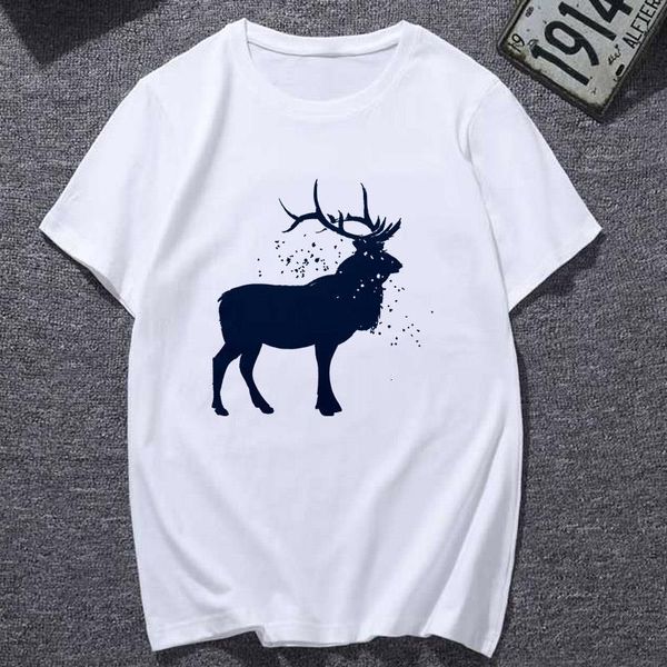 

t shirts women vintage elk print new summer tshirt harajuku fashion oversized t-shirt female clothing tees fun graphics, White
