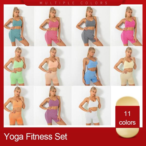 

wohuadi seamless sportswear women sport bra yoga set high waist shorts female clothes fitness workout gym suit leggings, White;red