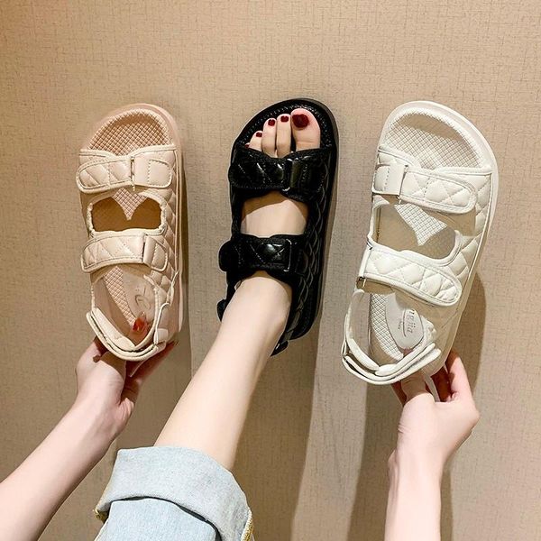 

trends sandals summer new flat british wind embroidery thick-soled casual casual roman fragrance designer shoes star, Black