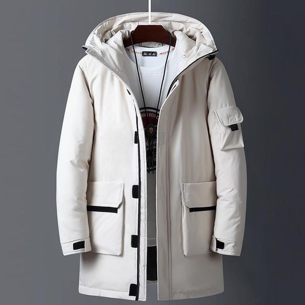 

men's winter men 2020 new thickened medium and long hooded down jacket coat new warm down for men, Black
