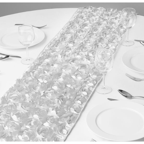 

1pc white 3d rosette embroidery table runner 30x270cm for weddings events party banquet decoration f bbyrok