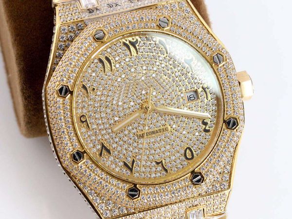 

алмазные часы высококачественные мужские полный чехол полный алмазный часы, 3120 полностью автоматический корпус из нержавеющей стали, бабоч, Slivery;brown