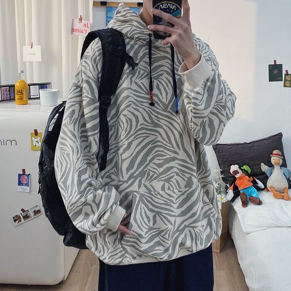 

2021 new man oversized harajuku streetwear stripe print women long sleeve hoodies fashion male clothing d5pq, Black