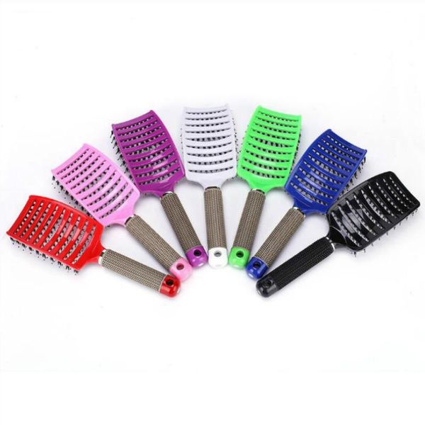 

brush brosse women female hair scalp massage comb bristle&nylon popbrush hairbrush detangling nylon brush, Silver