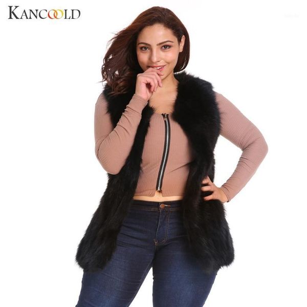 

kancoold coats winter autumn womens warm short faux fur outerwear sleeveless vest parka fashion new coat and jackets 2020aug201, Black