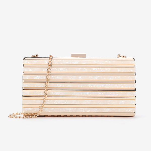 

fashion bag 2021 white striped acrylic luxury cocktail purse handbag women money clutch purse evening bags 4 colors
