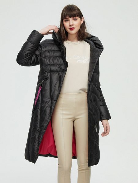 

o-ring taped zip pocket puffer winter coat z6rn#, Black