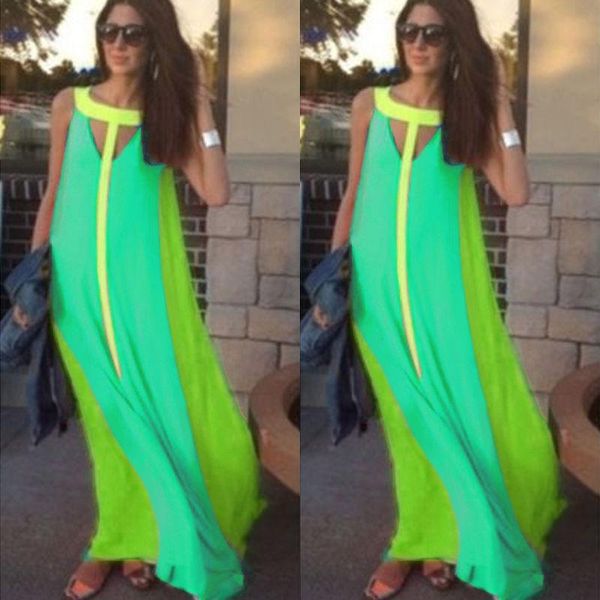 

women summer boho long maxi evening party dress beach dresses chiffon dress, Black;gray