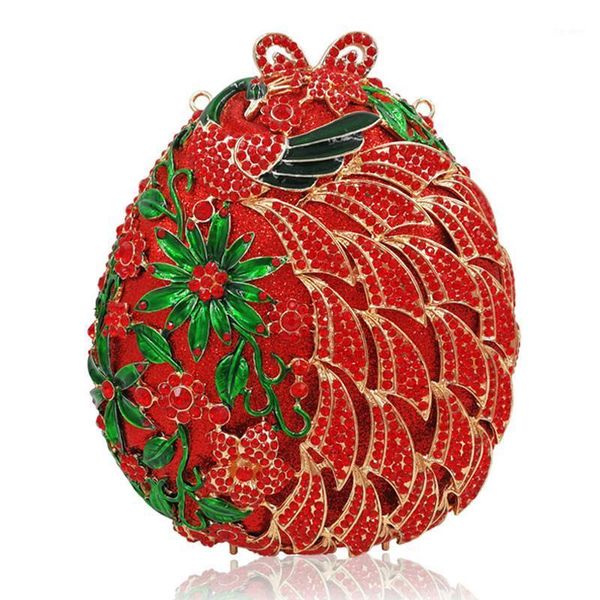 

evening bags 2021 arrival red crystal clutch bridal wedding clutches peacock party women purse shoulder bag ladies handbags1