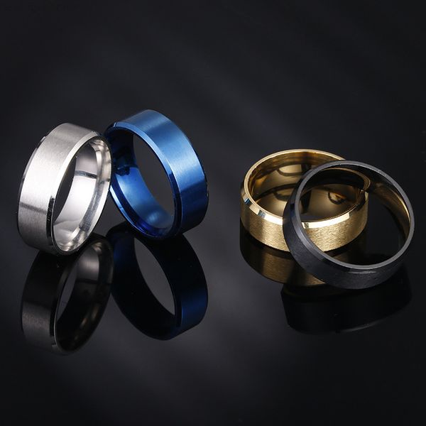 

steel ring 8mm men's matte stainless, Silver