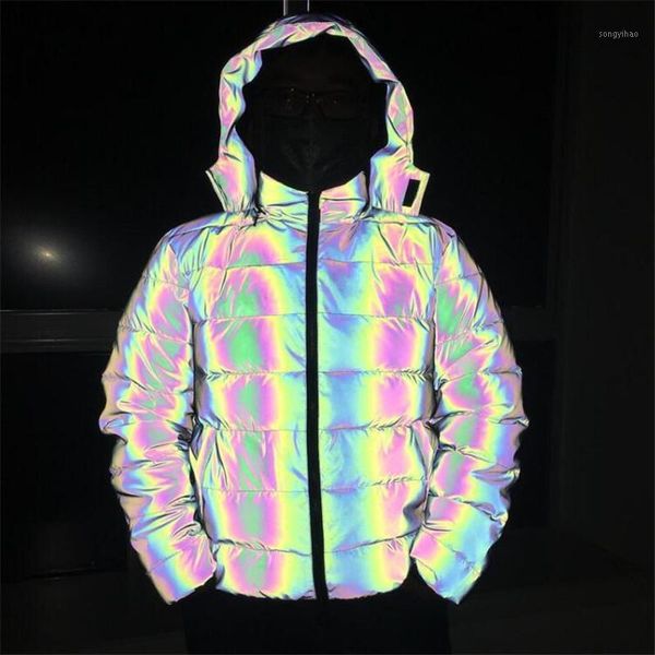 

2019 winter reflective parkas streetwear hip hop harajuku casual thick warm parka hooded winter jackets men1, Black
