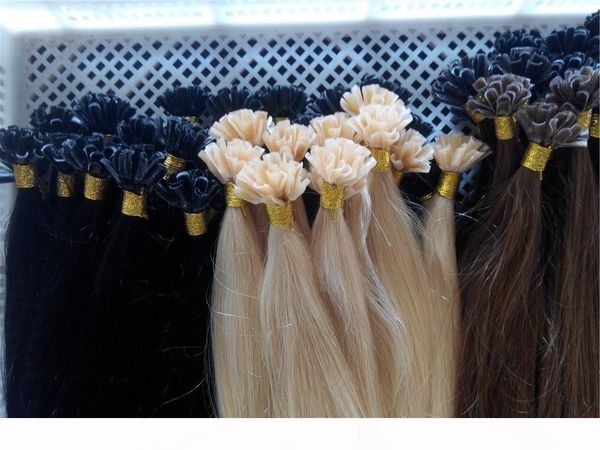 

straight stye 100g prebonded nail hair u tip hair extensions 16"18"20"22"24" color #1 #1b #6 #60 indian remy human, Black