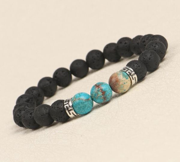 

lava selling chakra energy natural stone 8mm colorful beads bracelets fashion jewelry crafts, Black