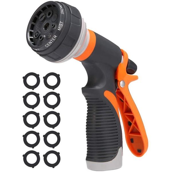 

water hose nozzle,hose spray nozzle garden hose nozzle heavy duty high pressure with 8 adjustable watering spray pattern