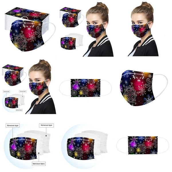 

print christmas factoryrav9mask disposable 50pc 3 layers cover non woven anti-pollution face masks