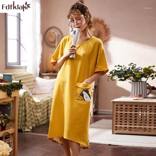 

2020 summer sweet small fresh lady thin nightdress korean loose short-sleeved cotton nightgown sleepwear home wear women dress1, Black;red