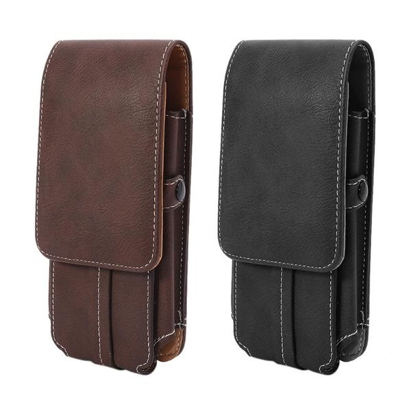 

waist bags thinkthendo men belt bum bag phone flip pockets leather cards holder faux lather case