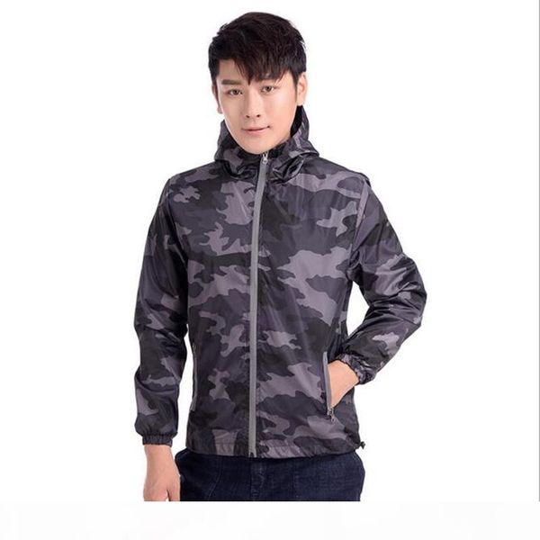 

2019 new autumn mens casual camouflage hoodie jacket reflective zipper clothes men's hooded windbreaker coat male outwear, Black;brown