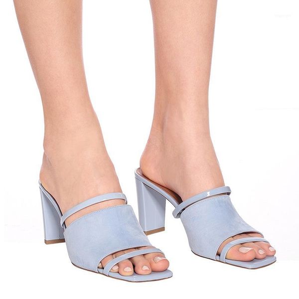 

summer light slipper chunky high heel ladies thin patent leather strap outfit shoes woman slingbacks peep toe shoes1 slippers, Black