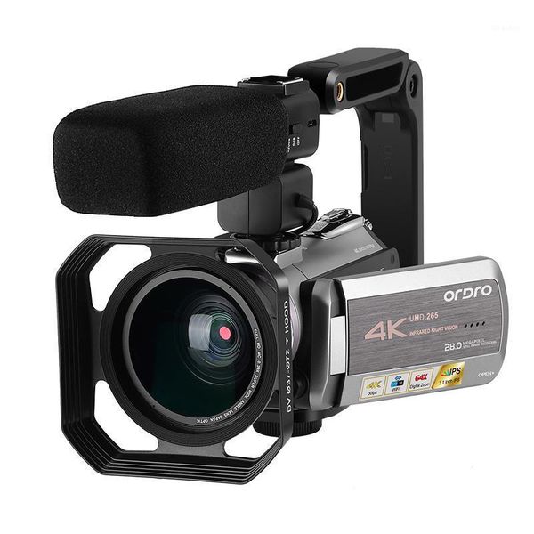 

video camera vlog camcorder 4k ordro az50 ir night vision wifi youtube cameras filmadora with stereo microphone memory sd card1