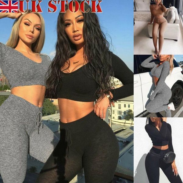 

yoga outfits women ladies co ord cropped suit lounge wear bottoms tracksuit 2pcs set 8-141, White;red