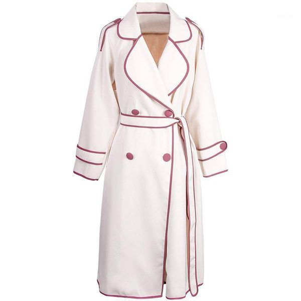 

long waist hugging double breasted women clothes 2020 lapel collar glamorous women's trench coats fashion loose women trench1, Tan;black