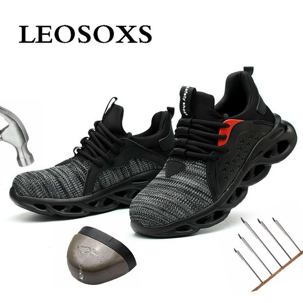 

leoxose men light sneaker indestructible steel toe soft anti-piercing work boots men shoes new breathable mesh safety shoes lj201023, Black;white