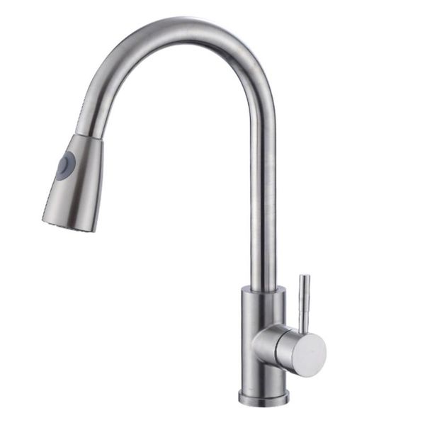

304 stainless steel kichen bathroom and cold tap pulling type faucet stretch adjustable faucet (with 2pcs 60cm soft tube sil