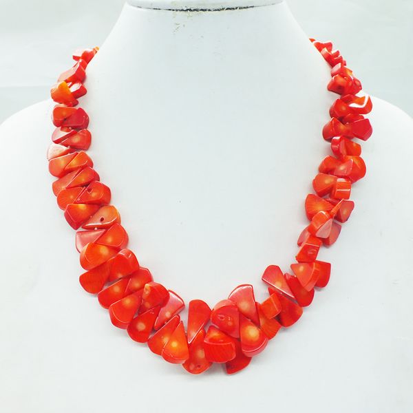 

fashion jewelry natural orange coral necklace 19", Golden;silver