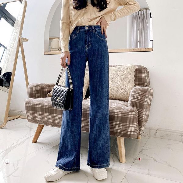 

high waist wide leg jeans women's autumn 2020 new fashion show high stretch straight trousers blue trend1