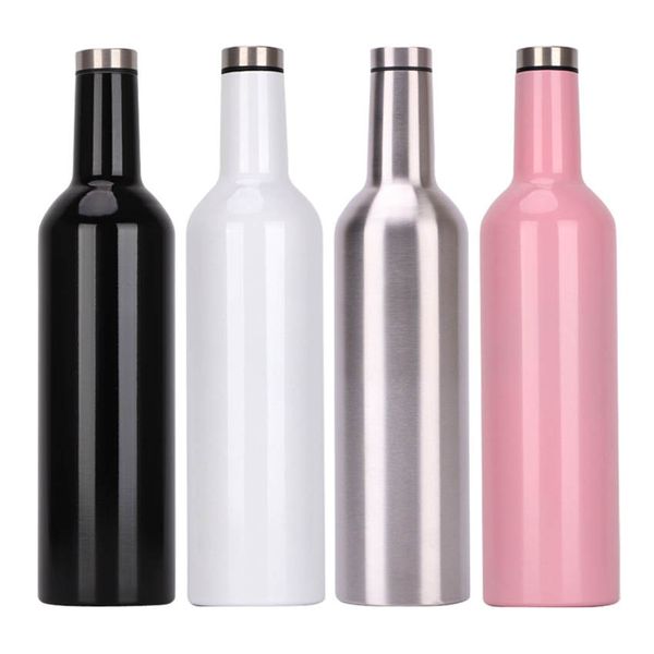 Am billigsten! 750 ml Weinflasche Edelstahl Tumbler Doppelwand Vakuum Wasserflasche Isolierung Kaffeetasse Weingläser A02
