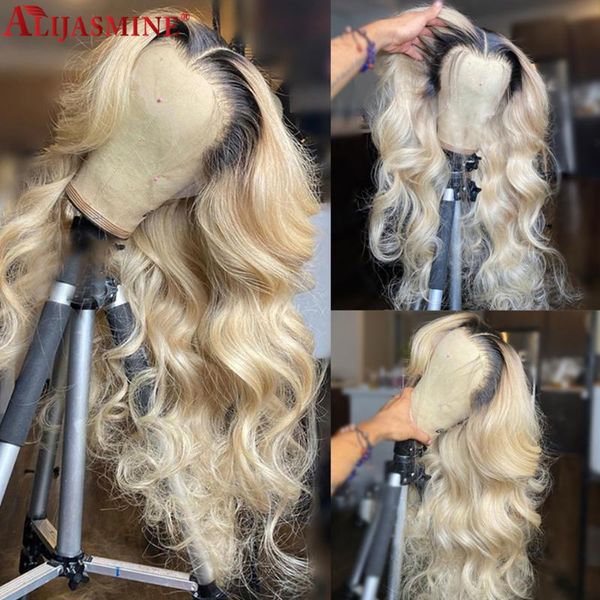 

lace wigs 1b 613 blonde frontal human hair 150% remy brazilian body wave preplucked with baby wig, Black;brown