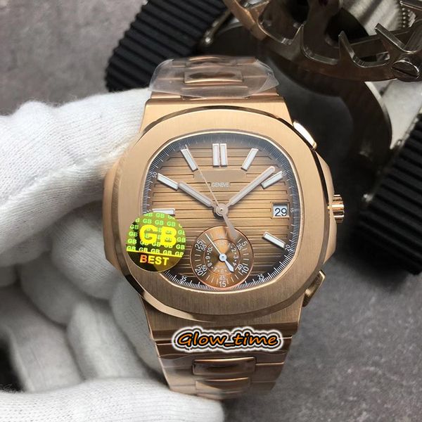 

gbf version cal.ch28-520c chronograph automatic 5980/1r-001 date brown dial 5980 mens watch 18k gold steel case bracelet luxry watches, Slivery;brown
