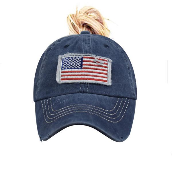 

2020 women ponytail baseball cap vacation snapback cotton comfort summer washed usa flag emboridery hat casual sport caps h bbyjxh, Black;white