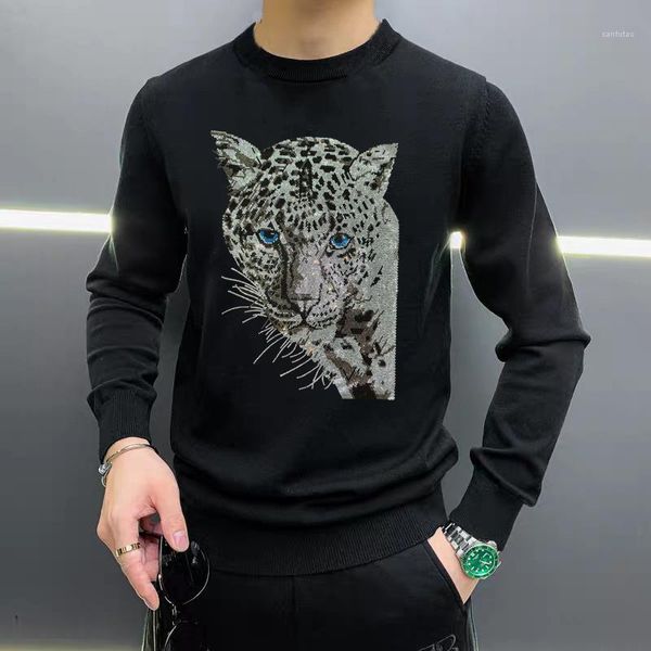 

trendy autumn and winter men's sweaters comfortable soft knitted pullovers round neck diamond craft design cashmere1, White;black