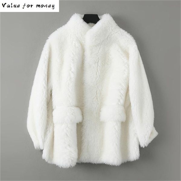 

fur real coat female wool jacket autumn winter coat women clothes 2021 korean vintage sheep shearling fur long zt4890, Black