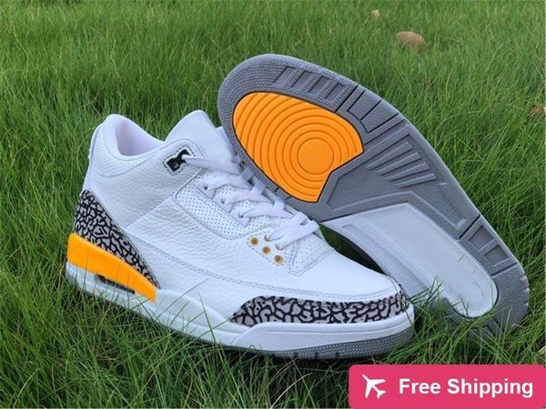 

2021 новые аутентичные 3 wmns лазерный оранжевый 3s белый / лазерный оранжевый цемент серо-чернокожих мужчин спортивные кроссовки спортивные