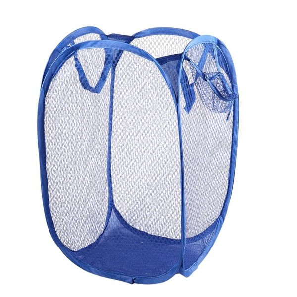 

home foldable blue meshy design clothes storage laundry basket hamper