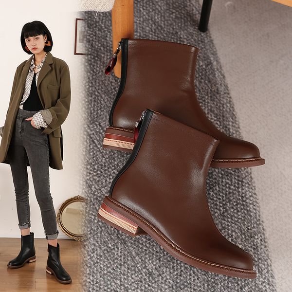 

2021 women's bigger autumn and winter shoes back short all-match boots xb64, Black