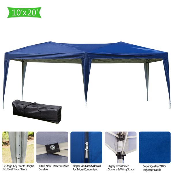 

10x20ft pop up wedding party tent 3x6m home use outdoor camping folding gazebo beach canopy with carry bag ship from usa