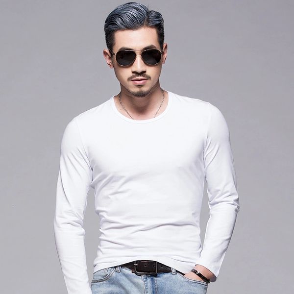 

autumn t-shirt long sleeve men's inf round neck leisure sports bottom advertising shirt, White;black