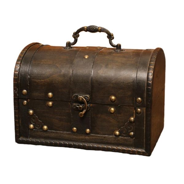 

necklace storage wooden jewelry box with lock desk organizer dressing table home store treasure chest rings case vintage style, Pink;blue