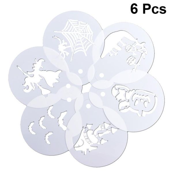 

6pcs reusable halloween element coffee templates barista stencils coffee stencils cut cake mousse coffee halloween supplies a35 bbycyx