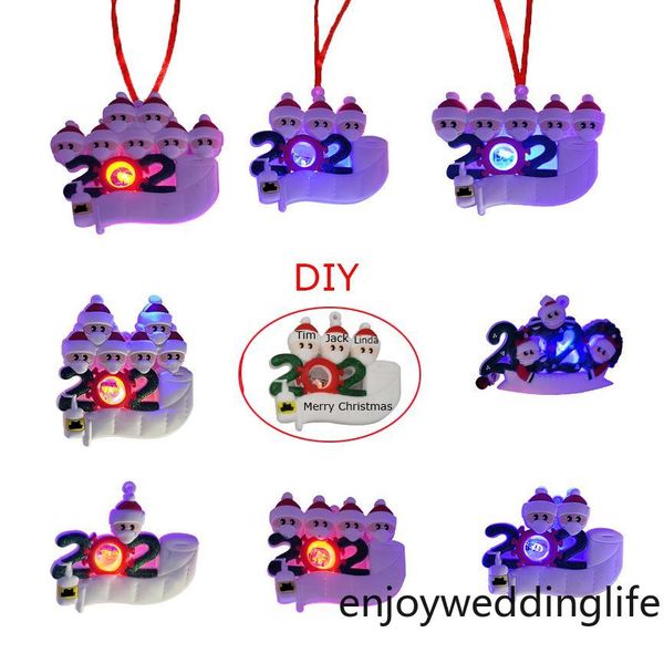 

led christmas quarantine ornaments 2021 personalized toys survivor family christmas tree lighting ornament decorations party favor gifts