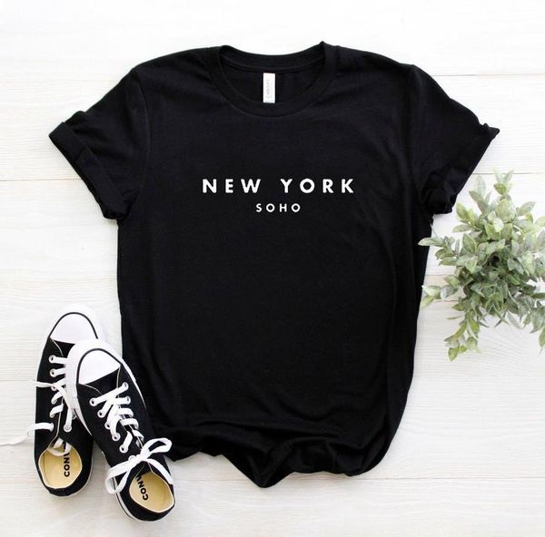 

new york soho letter women tshirts cotton casual funny t shirt for lady tee hipster 6 colors drop ship z-253, White