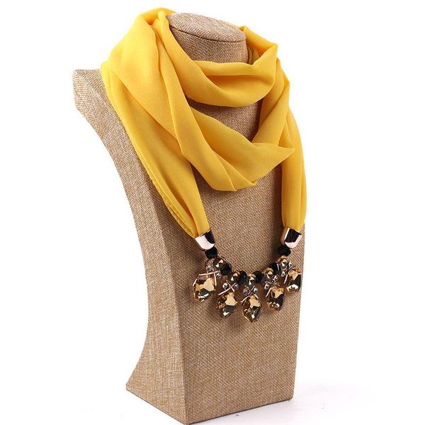 

fashion designer decorative jewelry necklace crystal beads pendant scarf women foulard femme head scarves hijab scarfs, Blue;gray
